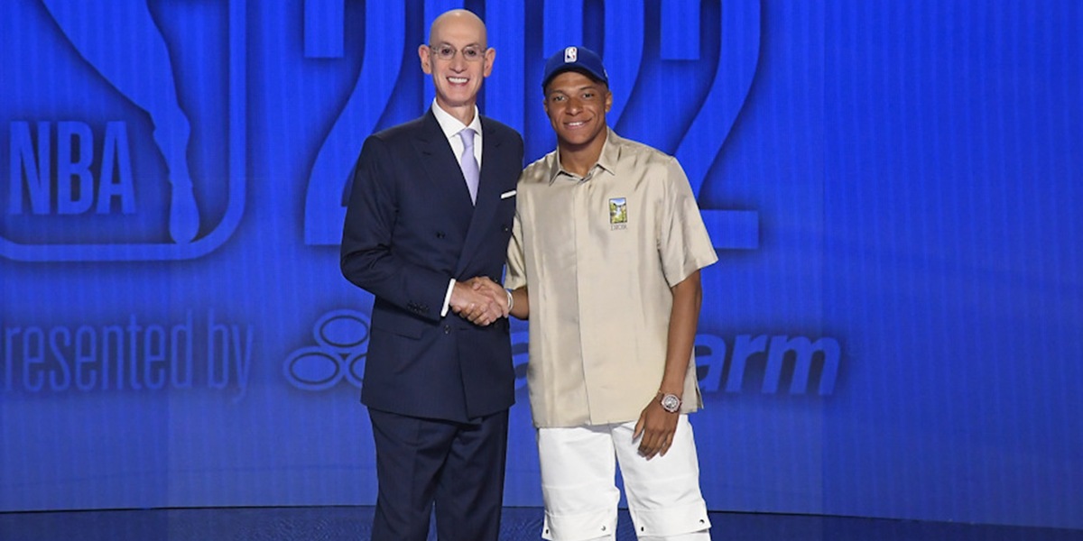 Kylian Mbappé e Adam Silver NBA