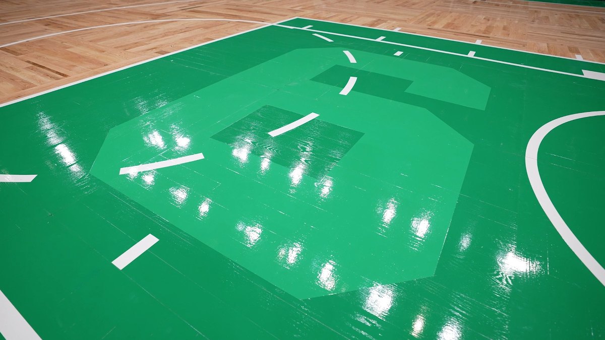 Il 6 di Bill Russell sul Parquet del TD Garden