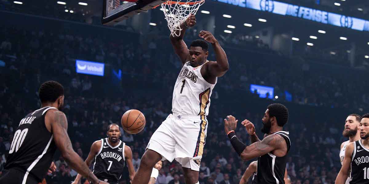 Zion Williamson schiaccia contro i Nets