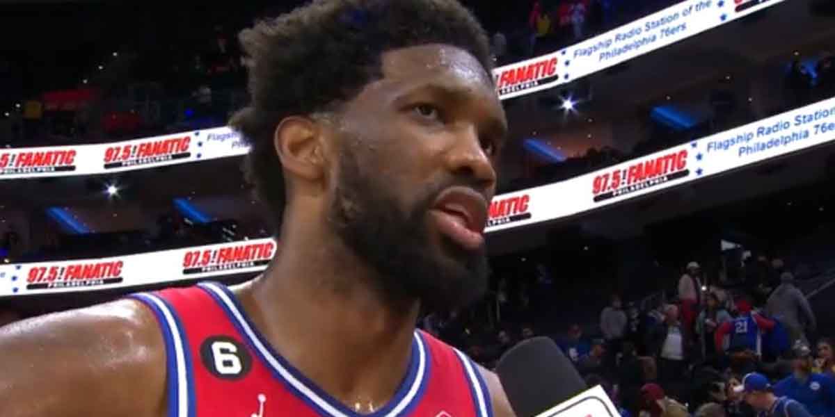 Joel Embiid intervistato nel post partita
