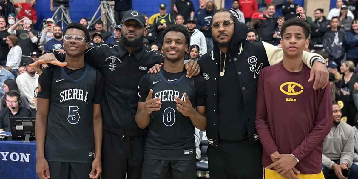 LeBron James e Carmelo Anthony coi rispetti figli