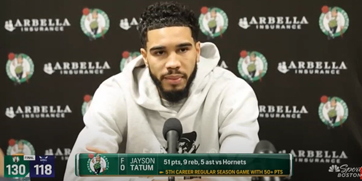 Jayson Tatum intervistato dopo i 51 punti contro gli Hornets