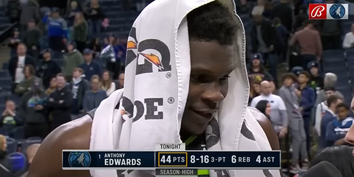 Anthony Edwards intervistato dopo i 44 punti contro i Rockets