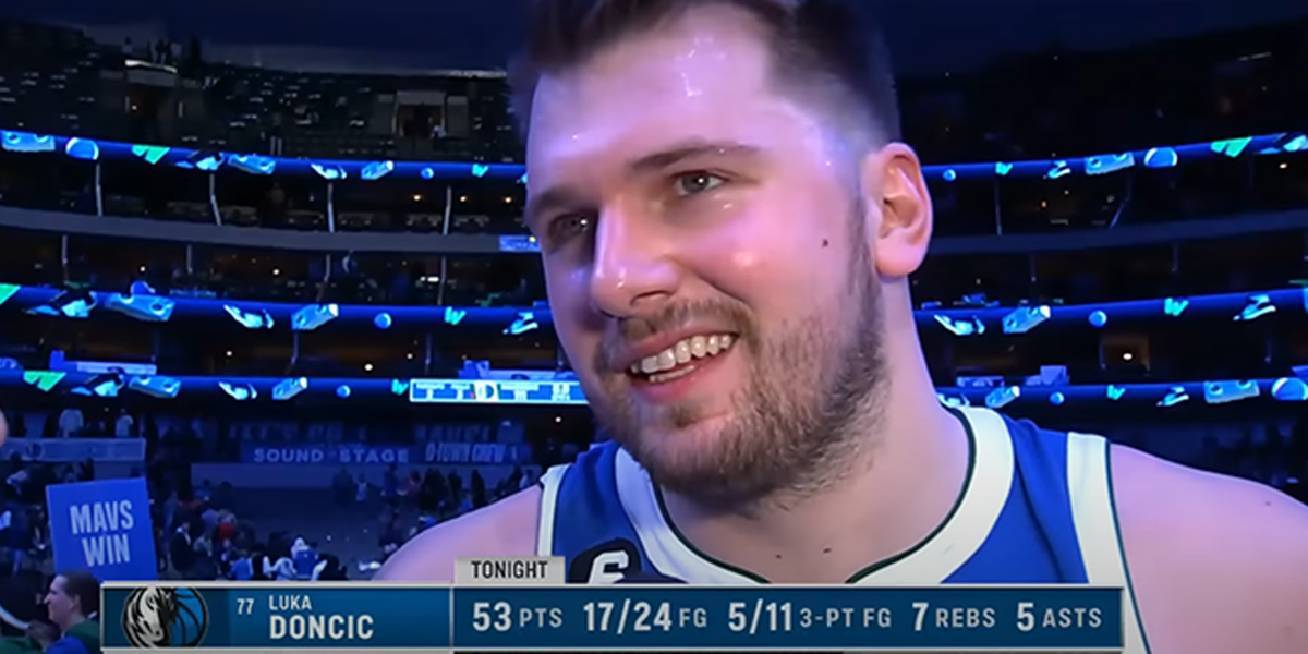Luka Doncic intervistato dopo i 52 punti contro i Pistons