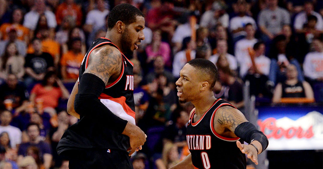 Damian Lillard e LaMarcus Aldridge in maglia Portland Trail Blazers