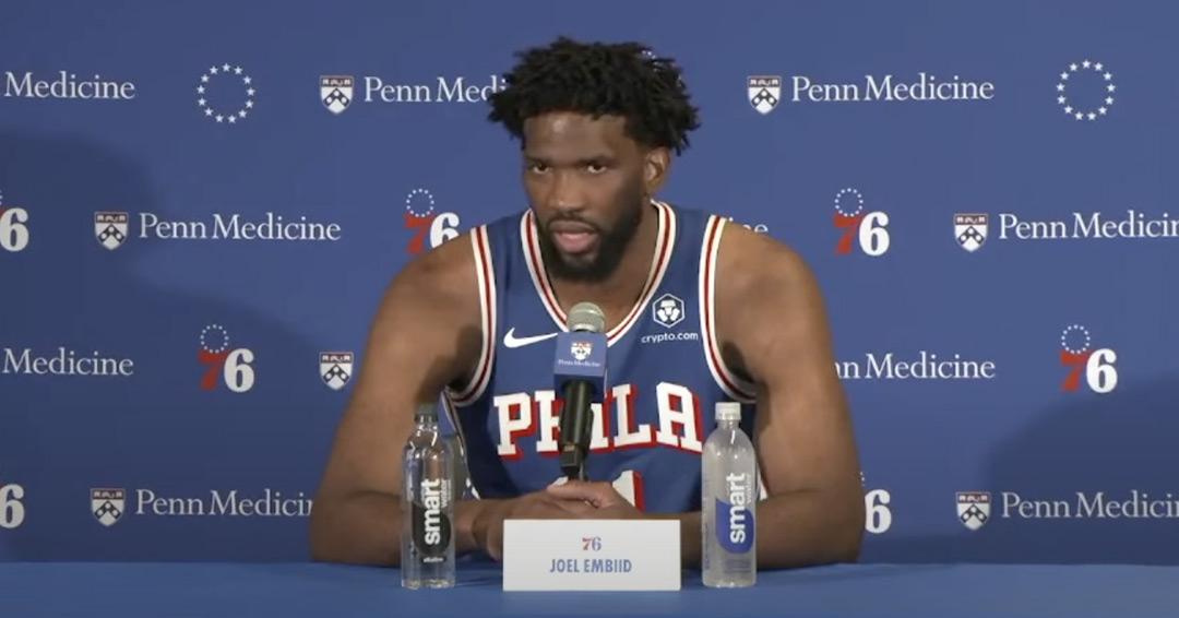 Joel Embiid al media day dei Sixers