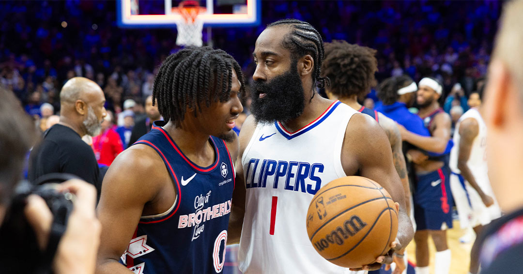 Tyrese Maxey e James Harden dopo il match tra Los Angeles Clippers e Philadelphia 76ers