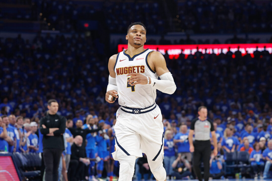 Russell Westbrook con la maglia dei Denver Nuggets