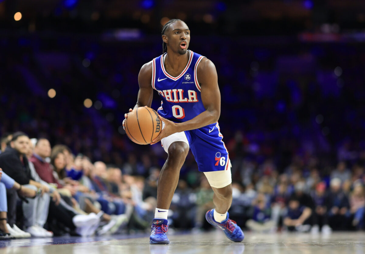 Tyrese Maxey con la maglia dei Philadelphia 76ers