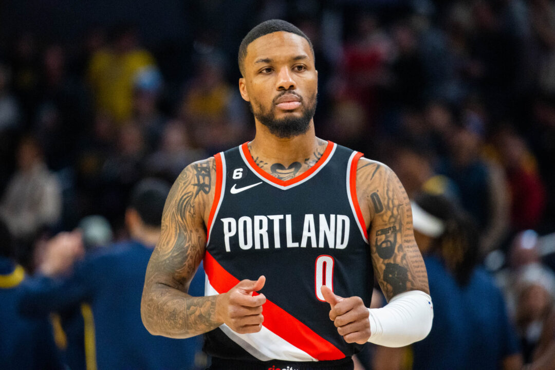 Damian Lillard in azione con i Portland Trail Blazers