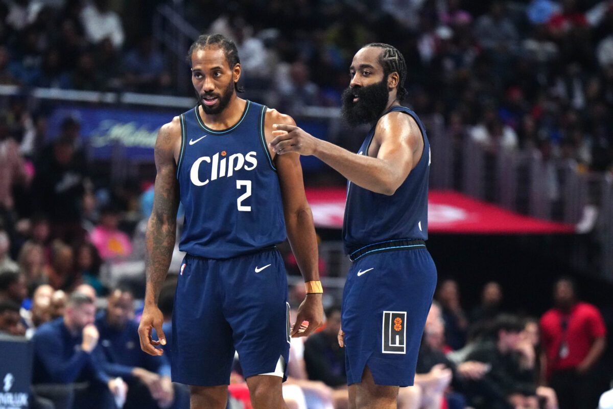 James Harden e Kawhi Leonard in azione con la maglia dei Los Angeles Clippers