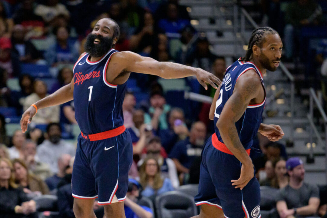 James Harden e Kawhi Leonard in azione con la maglia dei Los Angeles Clippers