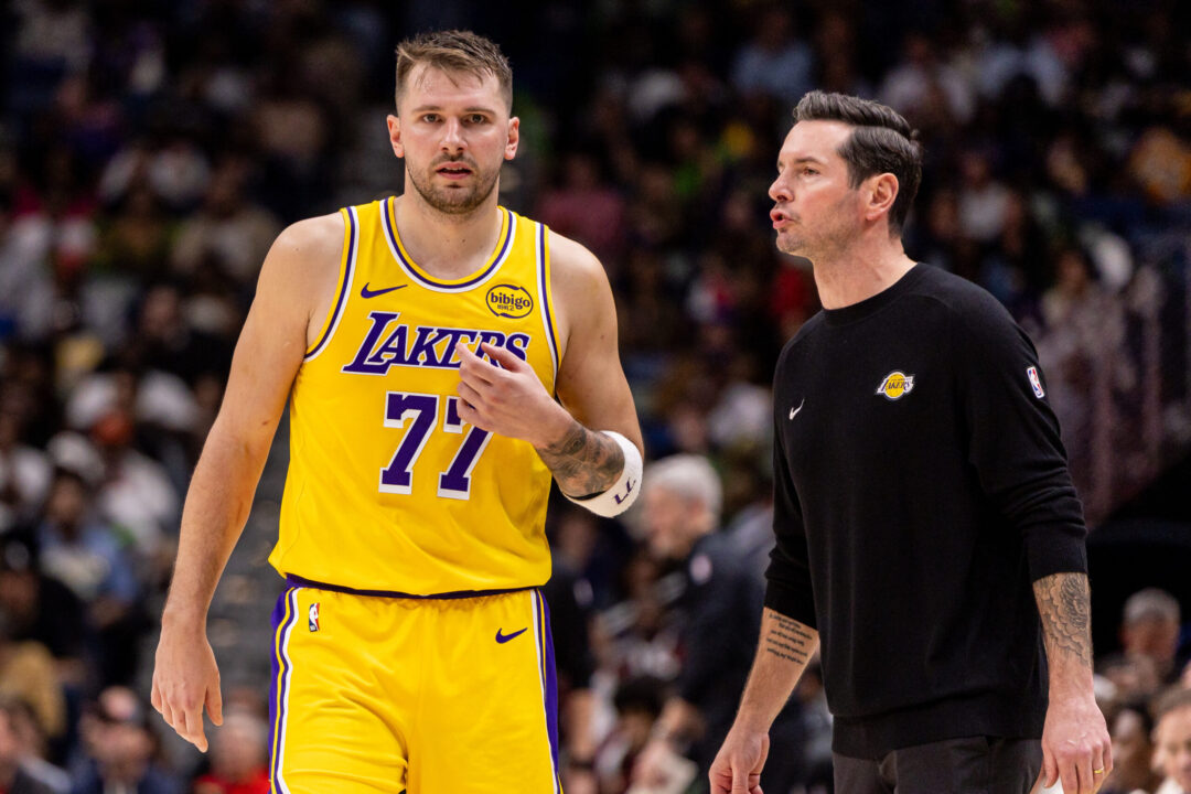 Luka Doncic e JJ Redick, superstar e coach dei Los Angeles Lakers