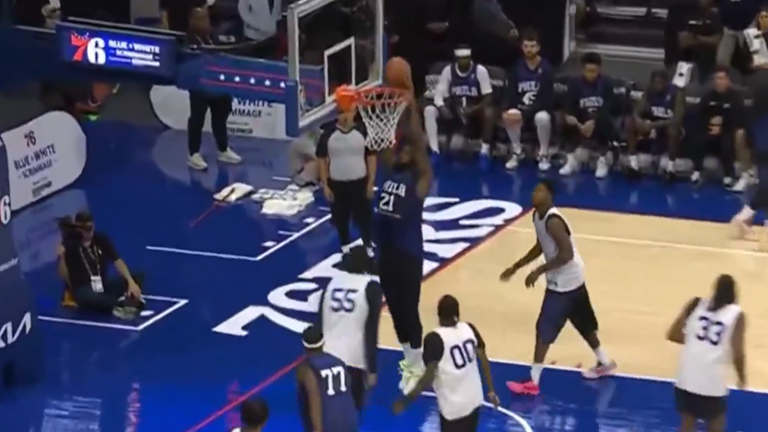 76ers scrimmage LeBron James Joel Embiid